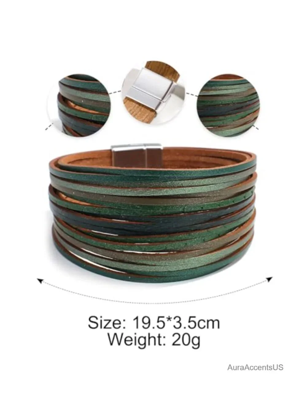 Faux Leather Wrap Bracelet Boho Western Cuff Layered Jewelry for Women